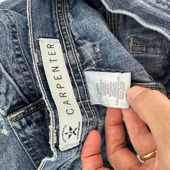 Arizona Jeans Co 34”x34” distressed carpenter Blue Jeans - Picture 5 of 9